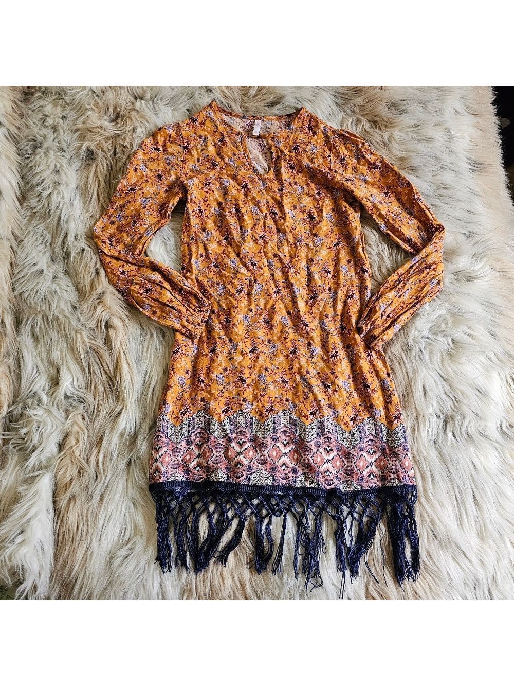 Floral Fringe Dress